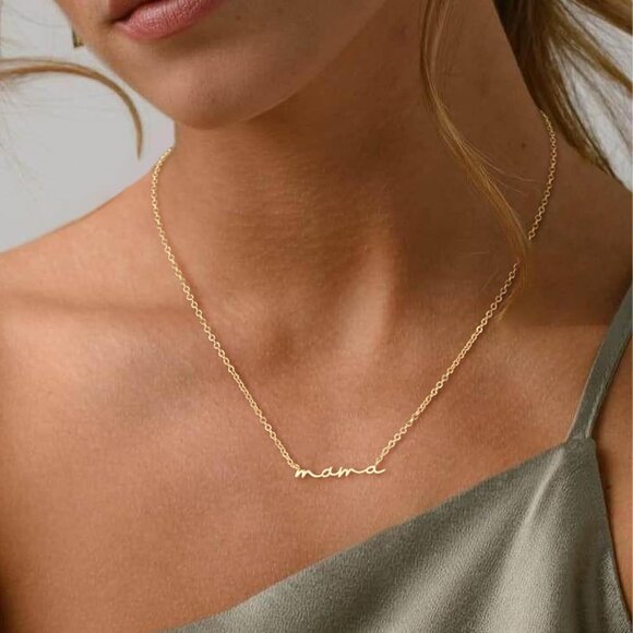 Timeless 18K Gold Plated Mama Pendant Necklace - Hypoallergenic & Non-Tarnish - Picture 3 of 9